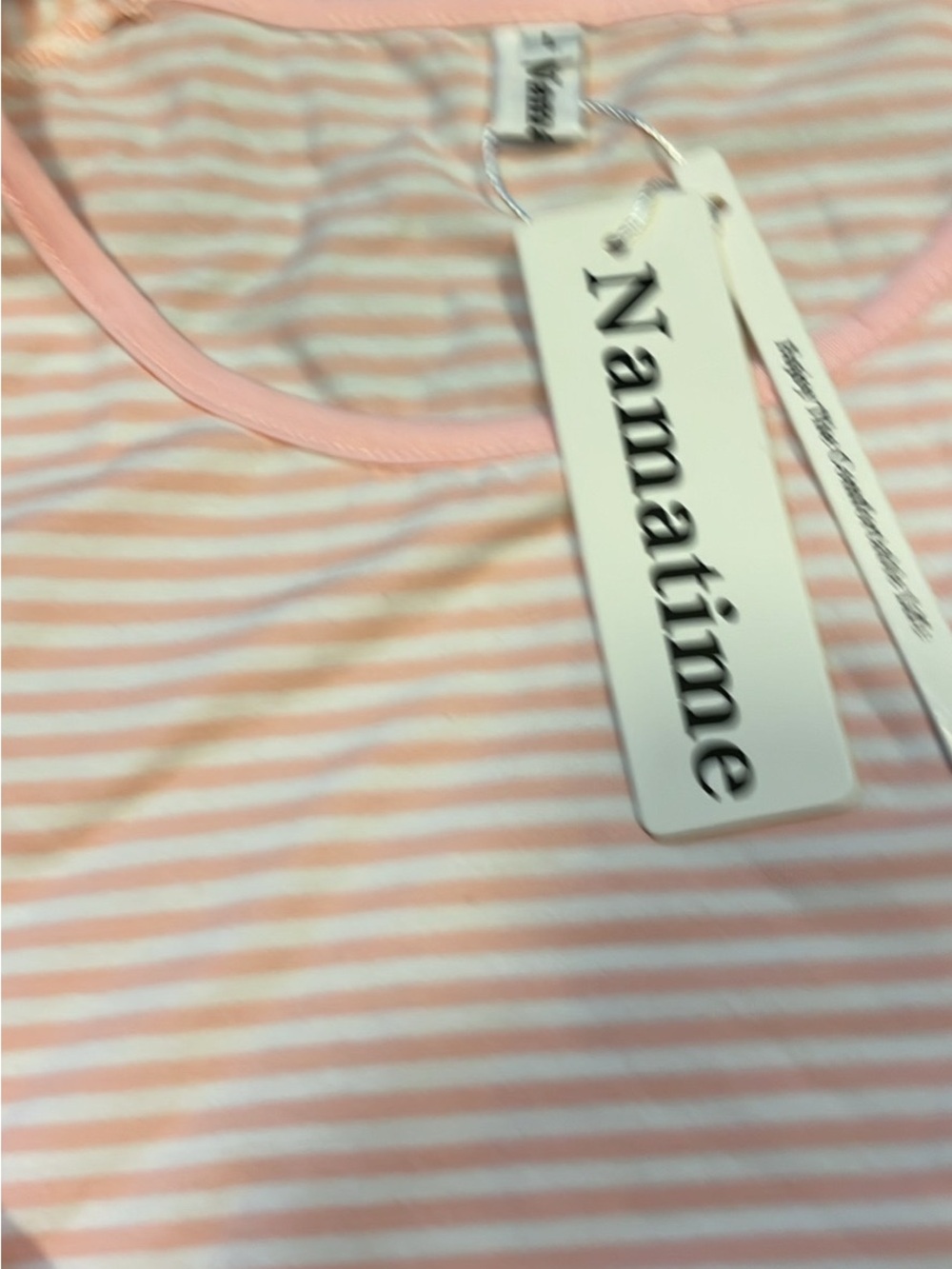Namatime Pink & White Striped pjs. New. Short sleeve and shorts